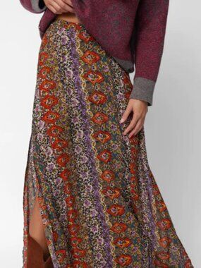 NWT Natural Life Ginger Side Slit Maxi Skirt Size Large Boho